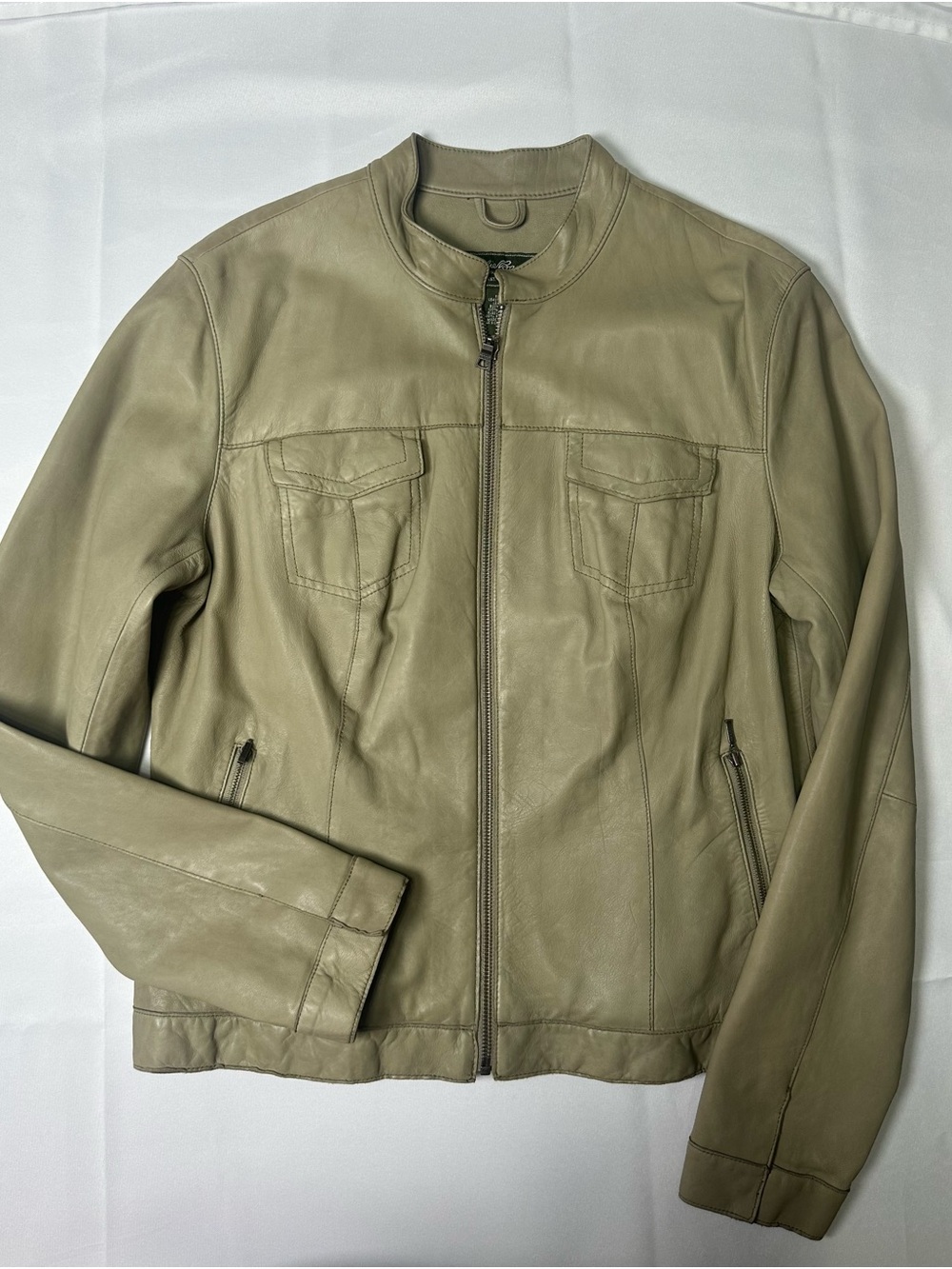 Eddie Bauer Olive Lamb Leather Jacket - Women's Zip Front
